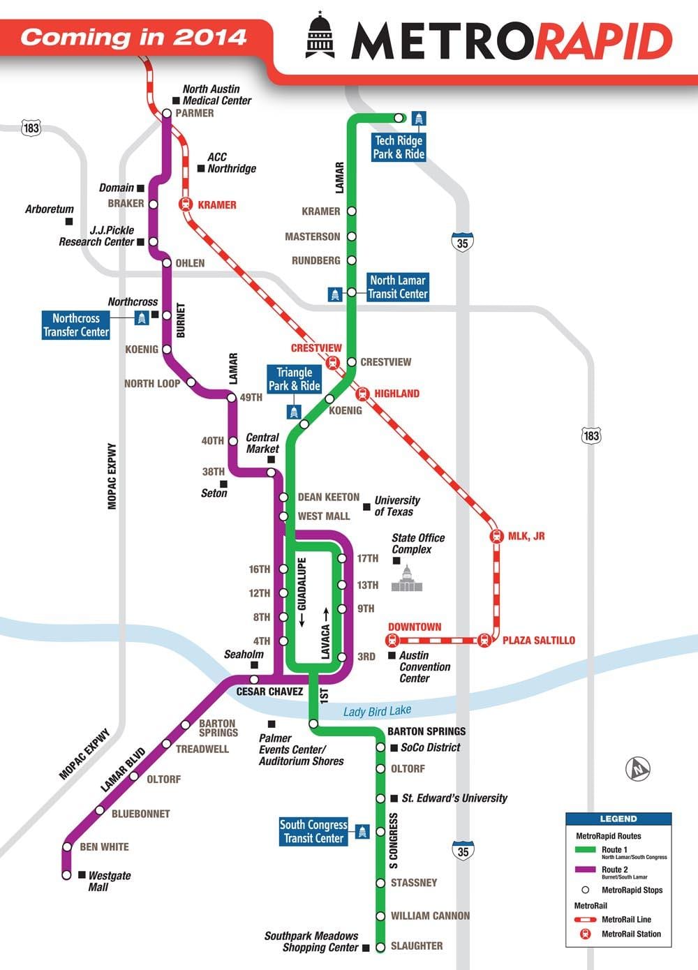 metro rail Austin karta